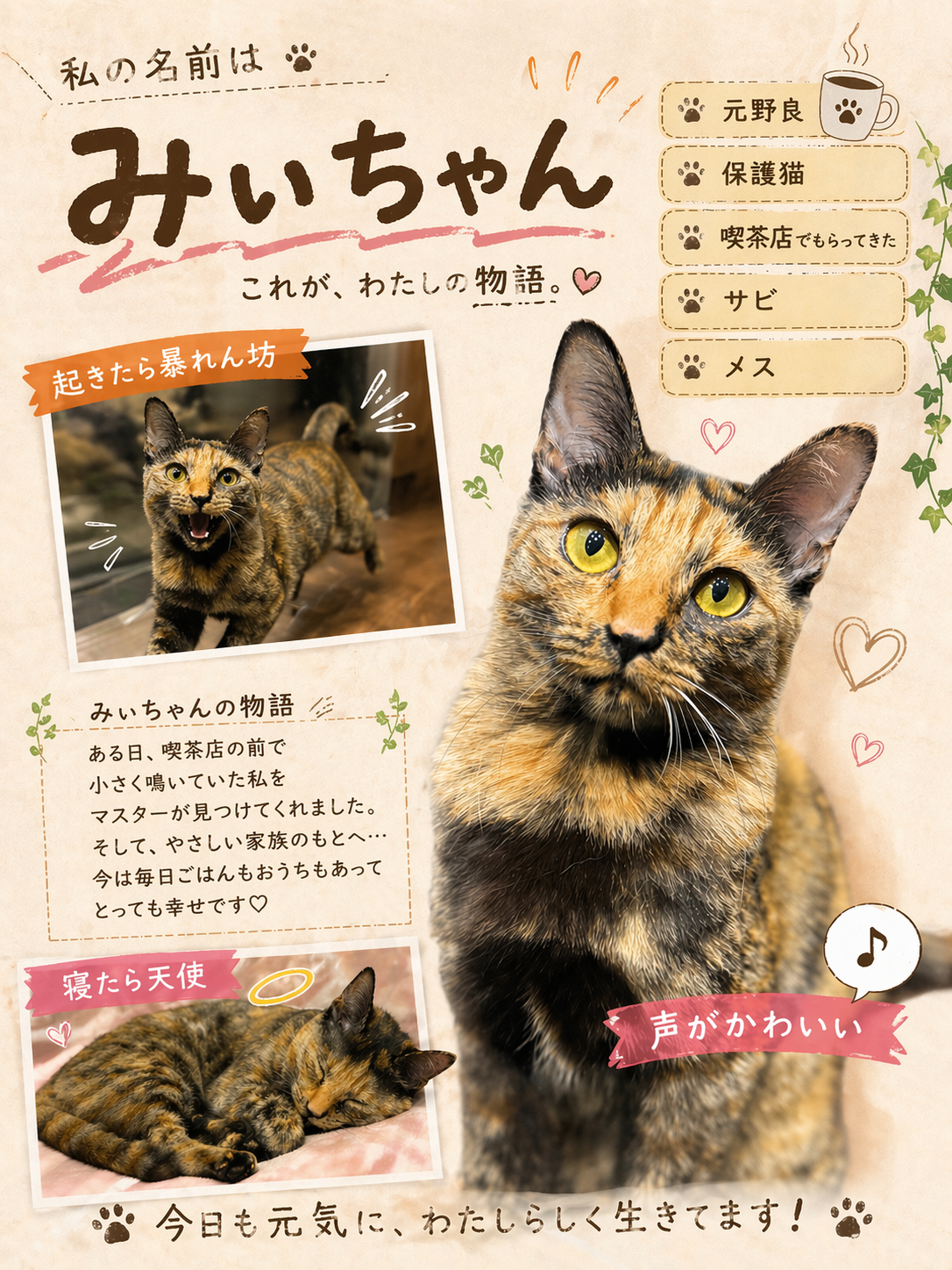 サビ猫みぃちゃんのプロフィールと物語